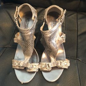 Michael Kors silver snakeskin heels